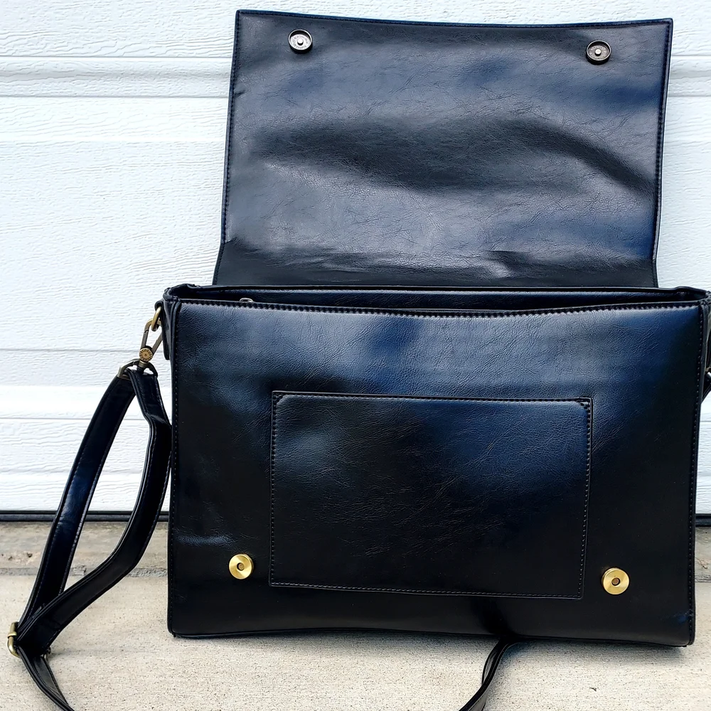 Black Laptop Bag with Decorative Bow - Women Bags Laptop Bags